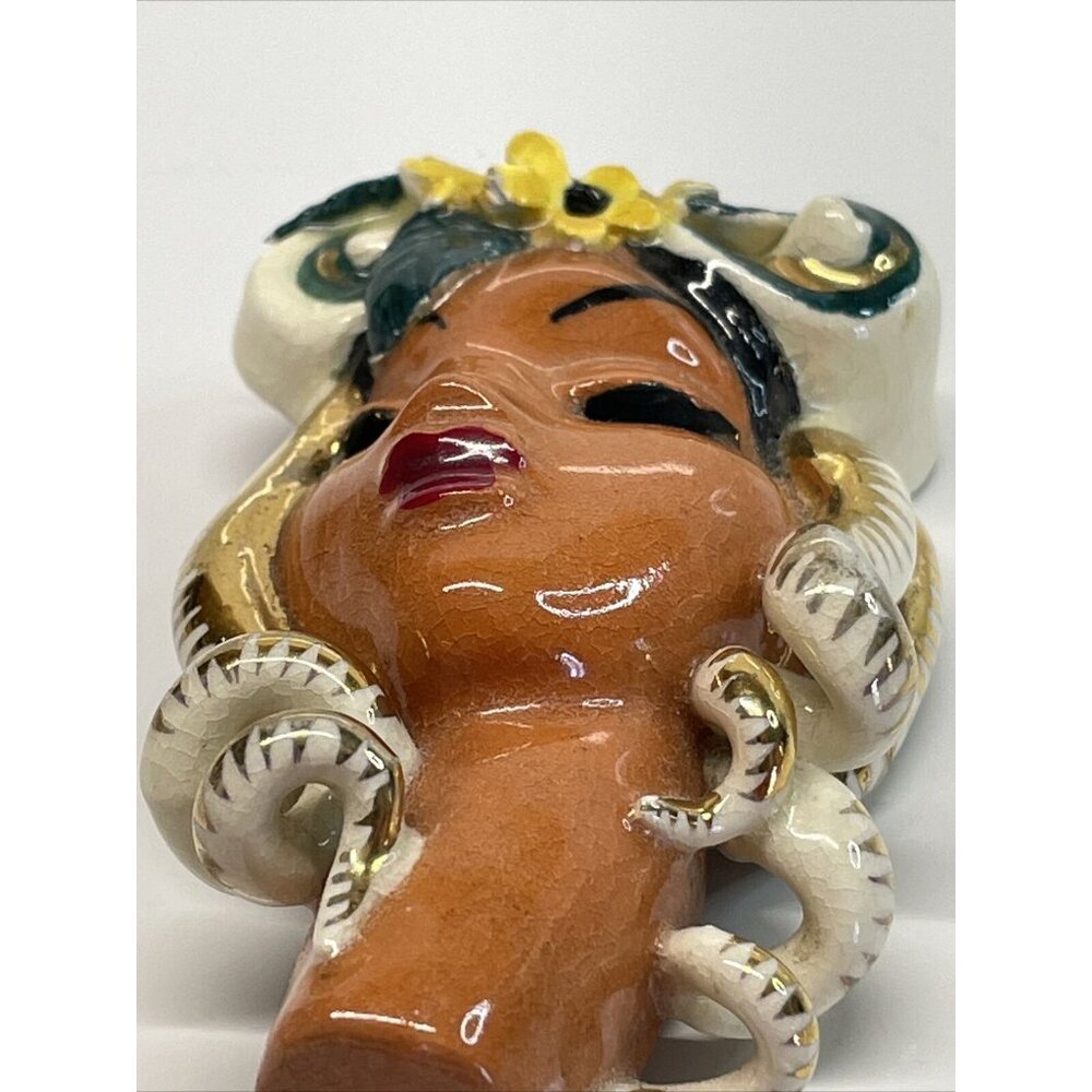 RARE Vintage Copo De Oro 1940s Porcelain Lady's Head Brooch Lin Sticker Read B10 - Picture 12 of 15